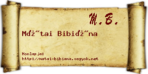 Mátai Bibiána névjegykártya